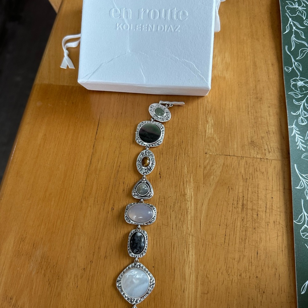 Silver and multi-color Stone Bracelet